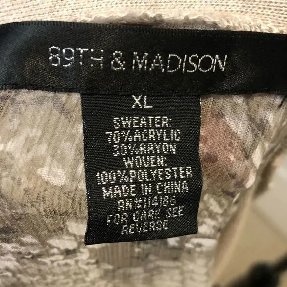 89th & Madison open front cardigan sweater with sheer snake skin print x large - Picture 8 of 9
